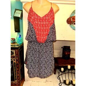 VIX PAULA HERMANNY 100% SILK PRINT SLIP DRESS L